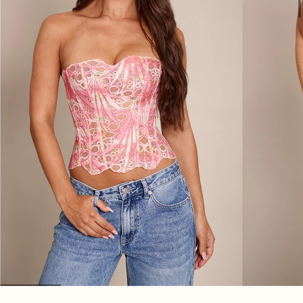 Pink Lace corset bustier
